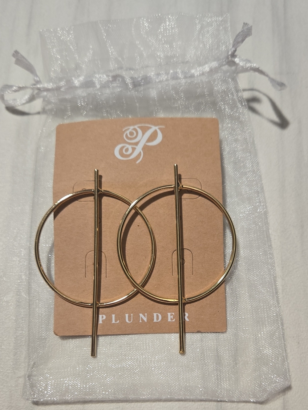 Plunder Gold Circle & Bar Statement Earrings